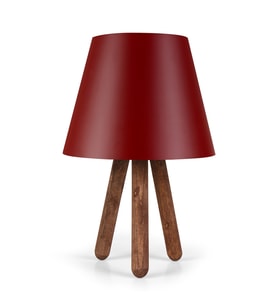 ArtGift Ahşap Üç Ayaklı Abajur Bordo Pvc