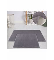My Evilla Modern Dekoratif Halı Jel Kaymaz Taban  Peluş Açık Gri Paspas Takımı 50x80