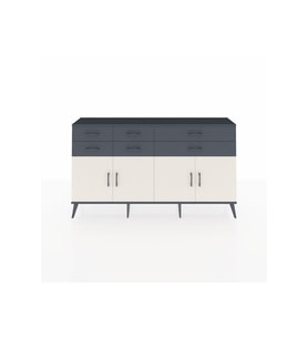 Arges Konsol 3 Raflı 6 Çekmeceli 4 Kapaklı 176x30x99 Antrasit-Aytaşı/Antrasit