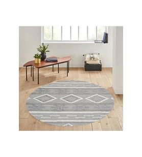Eliana Home Baskılı, Yıkanabilir Kaymaz Taban Yuvarlak Halı LNA7184 120x120 cm (Gri)