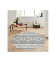 Eliana Home Baskılı, Yıkanabilir Kaymaz Taban Yuvarlak Halı LNA7184 120x120 cm (Gri)