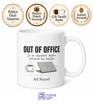 Out Of Office Baskılı Esprili Kahve Kupası Mesai Dışı Hediye Kupa Bardak