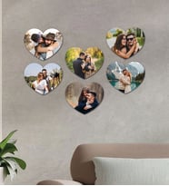 Kişiye Özel 6 Fotoğraflı Kalp Mdf Tablo