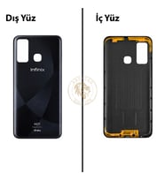 Infinix Hot 9 Siyah Uyumlu Arka Kapak Arka Cam Batarya Pil Kapağı Lazer Kesim Back Cover