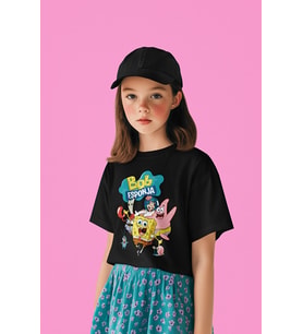 Süngerbob Karakterler Baskılı Unisex Çizgi Film Çocuk Tişört (1-12 Yaş)