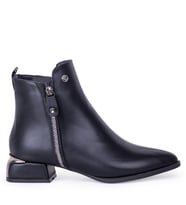 Pierre Cardin 54020 Kadın Günlük Fermuarlı Yarım Bot (Siyah Cilt)
