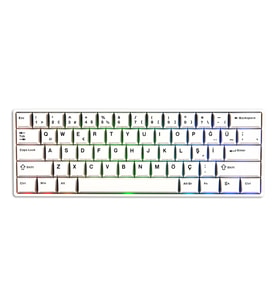 AKKO MONSGEEK FUN60 Pro White Hall Effect Glare Manyetik Switch 8K Hz ARGB Kablosuz Hotswap Türkçe Mekanik Gaming Klavye