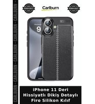 iPhone 11 Deri Hissiyatlı Dikiş Detaylı Firo Silikon Kılıf Mobil Koruma Telefon Aracı Koruyucu Kap