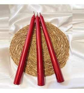 10 PCS CHRISTMAS CANDLE METALLIC BRIGHT RED CANDLESTICK 10 ADET KIRMIZI ŞAMDAN MUMU YILBAŞI MUMLARI