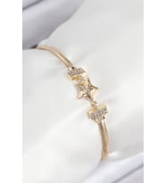 Pirinç Zirkon Taşlı Yıldız Model Gold Renk Kadın Bileklik TJ-BB7903