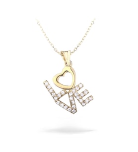 eJOYA Zircone Taşlı Love ve Kalp Altın Kolye 73976