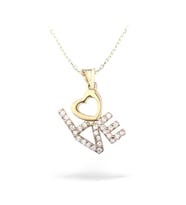 eJOYA Zircone Taşlı Love ve Kalp Altın Kolye 73976