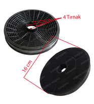 Kumtel Uyumlu Aspiratör Karbon Filtresi 16 CM 4 Tırnaklı