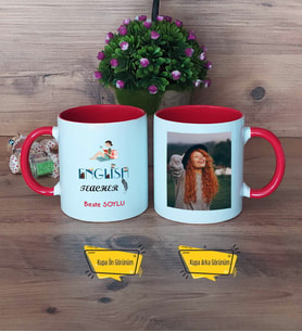 İngilizce Öğretmeni Kupa Bardak Kırmızı Fotoğraflı Öğretmen Günü Hediyesi
