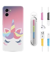 Vivo Y15S Y32 Y33S Y51 Y53S Kılıf Kablo Koruma Spiral Silikon Sweety Unicorn 1737
