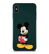 Apple iPhone XS Max Soft Premier Kapak Mickey Mouse-E Tasarımlı Silikon Kılıf - Yeşil (Şeffaf)