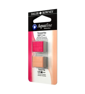 Daler Rowney Aquafine 1/2 Tablet Suluboya 2'li Set PERMANENT ROSE/PORTRAIT PINK 