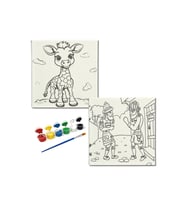 Okul Etkinliği-2'li Tuval Boyama Seti. 20x20 Cm Uv Baskı 6 Akrilik Boya 1 Fırça-model-366