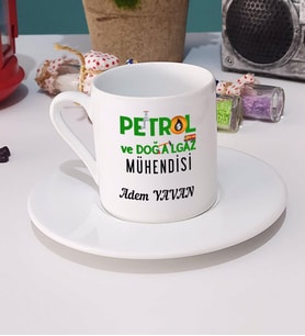 Petrol ve Doğalgaz Mühendisi Türk Kahvesi Fincanı Beyaz