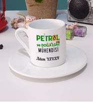 Petrol ve Doğalgaz Mühendisi Türk Kahvesi Fincanı Beyaz