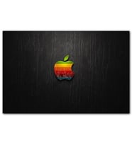 Cakatablo Siyah Deri Zeminde Renkli Apple Logo MDF Tablo