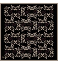 Barok Desen Black Seri Twill Eşarp Eşarp Askısı ile Birlikte 90x90 cm Gri-90x90