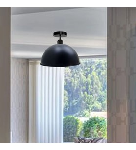 RİOLİGHT VİNTAGE,MODERN,RETRO,RUSTİK SİYAH 1XE27 DUYLU TEKLİ METAL PLOFONYER AVİZE ÇAP:30CM