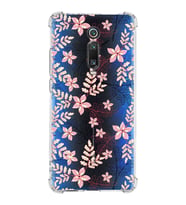 Xiaomi Redmi K20 Pro Köşe Korumalı Antişok Kapak Floral Kırmızı Tasarımlı Şeffaf Silikon Kılıf