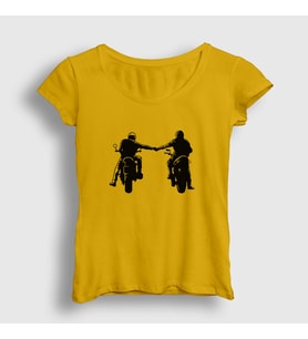 Presmono Kadın Sarı Biker Brotherhood Hediye Motorcu T-Shirt 457839tt (Sarı)