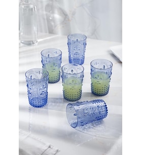 Akrilik Mavi 6'lı Kısa Bardak & Su Meşrubat Kahve Yanı Bardağı 400 ml ( Cam Değildir )