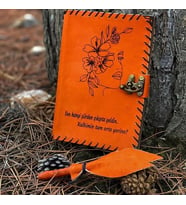 Hangi Şiirden Çıkıp Geldin Deri Defter Turuncu