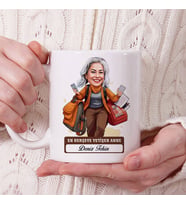 Anneye Hediye Herşeye Yetişen Anne Karikatürlü Kupa Bardak