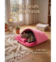 Terlik Model Çift Taraflı Kedi Köpek Yatağı (Pembe)