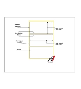 Kirtasiyejet Etiket Termal Etiket 30 x 60 mm  50,000 Adet Termal Barkod Etiketi 1.000 Sarımlı 50 Rulo