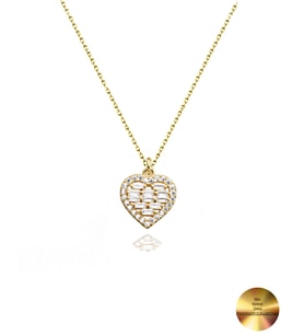 18k Serie Oro Baget Kalbim Minimal Kadın Gümüş Kolye (Altın)