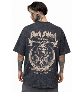 Black Sabbath Rock Metal Müzik Grubu Sırt Baskılı Unisex Oversize Eskitme Yıkamalı Tişört