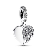 Nur Silver Heart & Angel Dangle Gümüş Charm NUR-CM00361