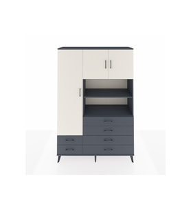 Hyperion Dolap 8 Raflı 6 Çekmeceli 3 Kapaklı 132x44x195 Antrasit-Aytaşı/Antrasit