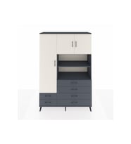 Hyperion Dolap 8 Raflı 6 Çekmeceli 3 Kapaklı 132x44x195 Antrasit-Aytaşı/Antrasit