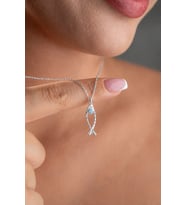 925 Ayar Gümüş Rodyum Kaplama Opal Taş Gözlü Şans Balık Kolye