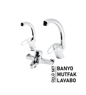 3LÜ SET   BANYO - EVYE MUTFAK - LAVABO   AÇ KAPA  MİX BATARYA MUSLUK (5343)
