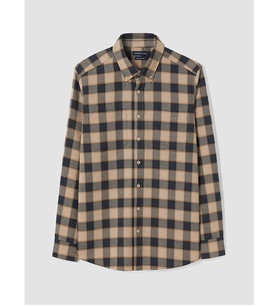 LCWAIKIKI Classic Bej Regular Fit Ekose Gabardin Erkek Gömlek