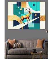Geometrik Modern Geyik Figürlü Tablo Dekoratif Kanvas - Mdf Ahşap Tablo