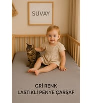 Pamuklu Bebek Lastikli Çarşaf - Penye Kumaş - Park Yatak 60X120 70X110 70X120 70X130 70X140 Krem Beyaz Gri Pembe Mavi (Gri)