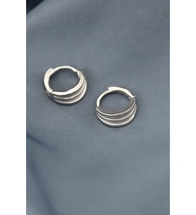 Papatya Silver 925 Ayar Gümüş Tasarım Halka Küpe (Rodyum)