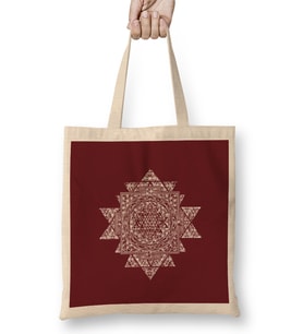 Sri Yantra Sacred Geometry 01 Bez Çanta Uzun Saplı