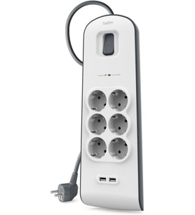 Belkin BSV604VF2M 650 Joule 2 USB'li 6'lı 2 m Akım Korumalı Priz Teşhir