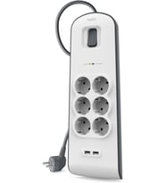 Belkin BSV604VF2M 650 Joule 2 USB'li 6'lı 2 m Akım Korumalı Priz Teşhir