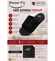 Doctor Fit Refleksoloji Rahatlatıcı,Akapunktur Masaj Terliği Antibakteriyel Deri Siyah 36 Numara Unisex
