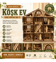 Köşk Ev Ahşap Maket Seti – DIY 3D Puzzle Çok Odalı Bebek Evi Koleksiyoner Modeli 220 Parça